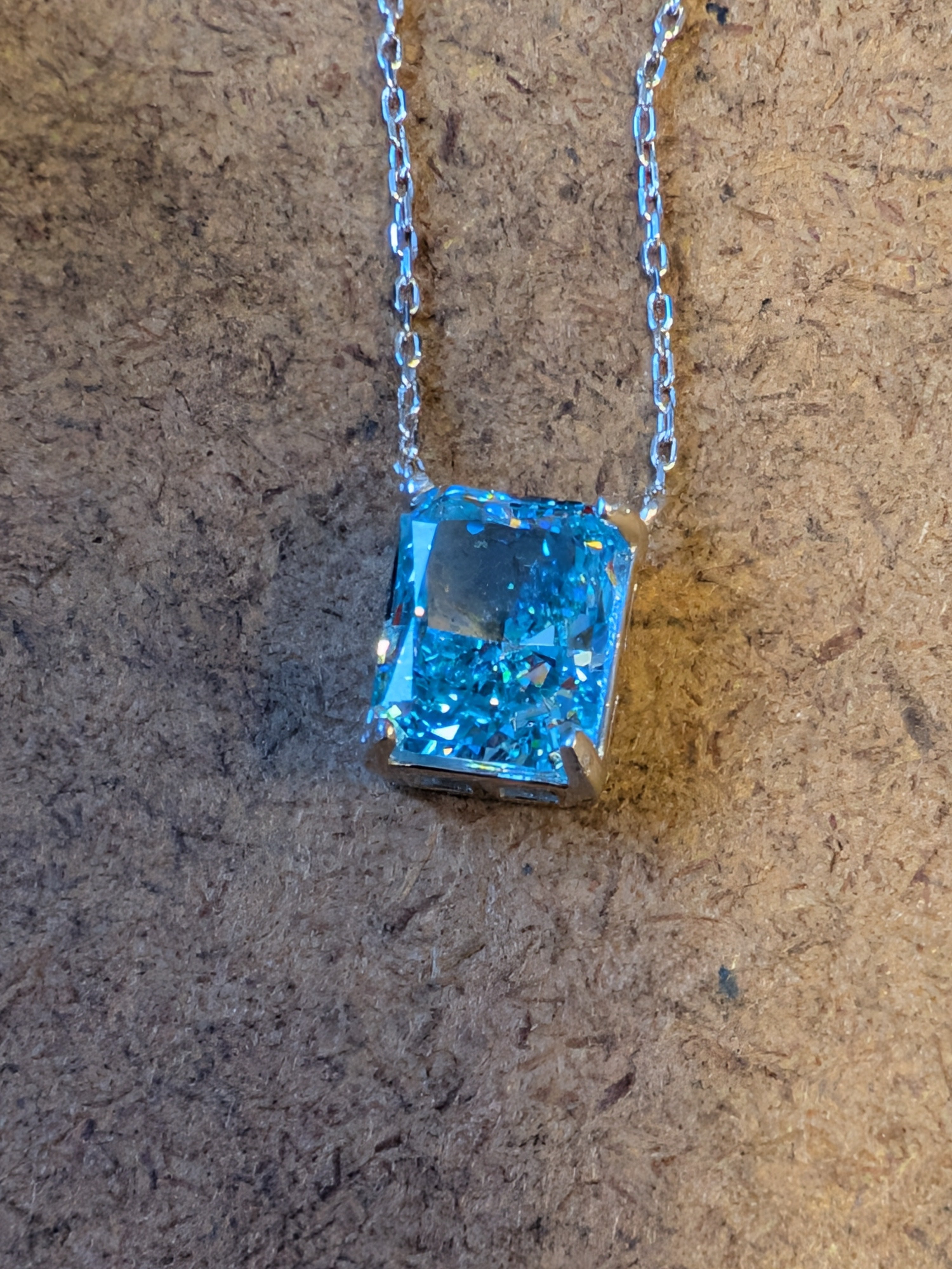 1.5 carat radiant cut unique  necklace